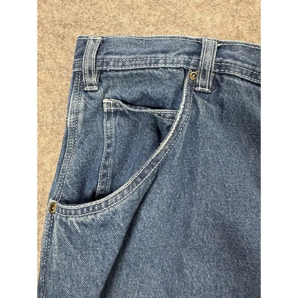 USA Works Jeans Men 42X32 Blue Denim 5-Pocket Carpenter Work Loop Casual Comfort